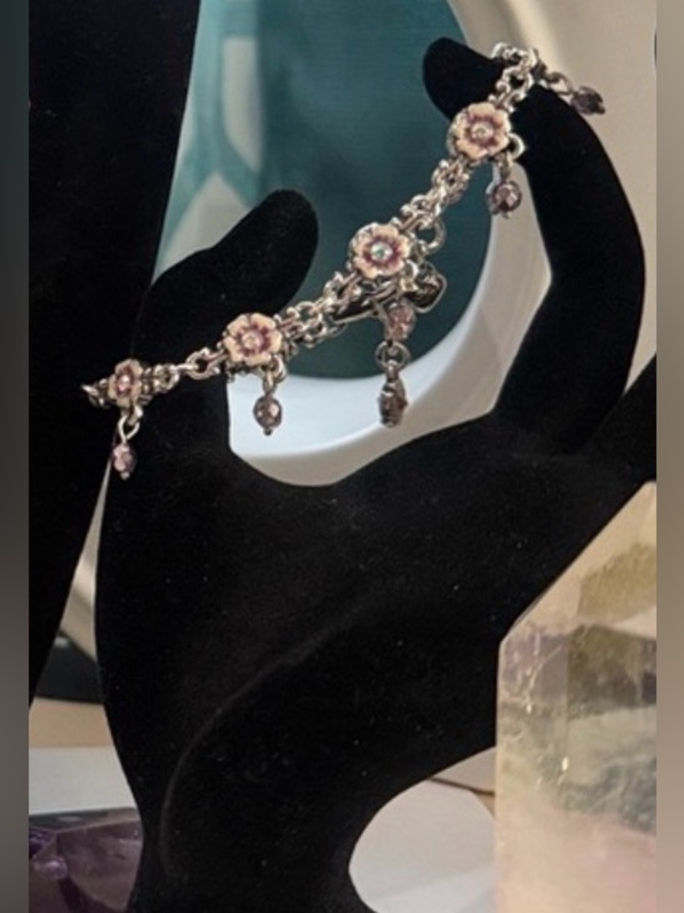 💜🌸RARE BRIGHTON VINTAGE ‘Forget Me Not’ Purple Floral Bracelet! MINT CONDITION!
